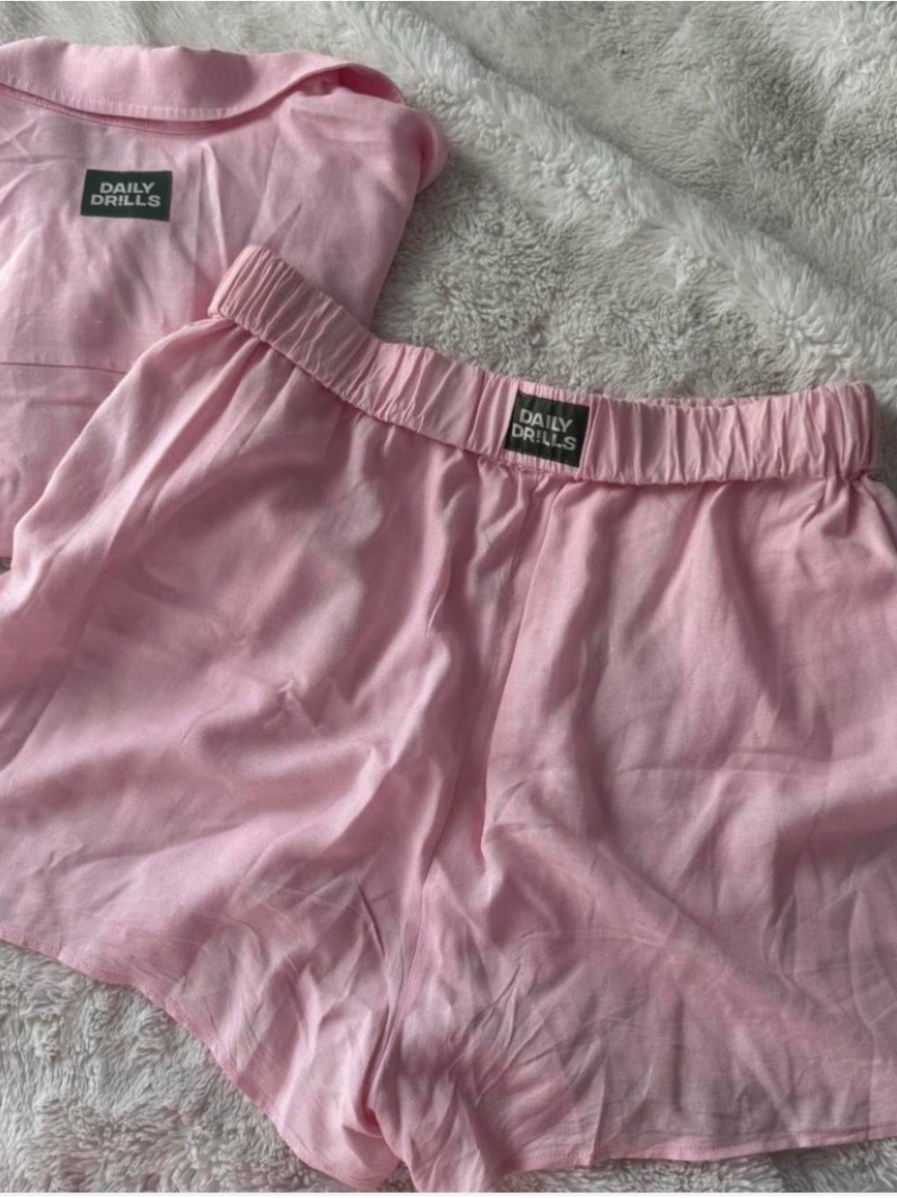 Daily Drills Light Pink Women's Lounge Short Set in Linen